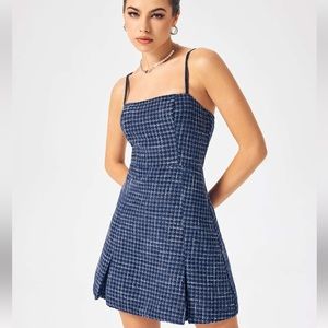 Tweed Sleeveless Split Short Dress